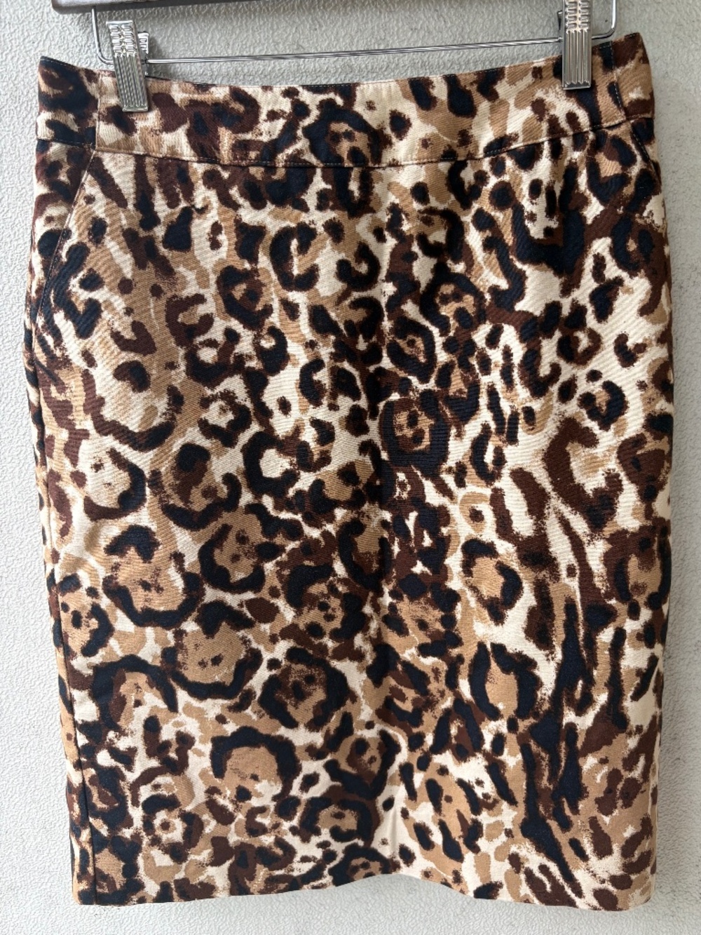 Merona Leopard Print Pencil Skirt Size 4 Cotton Stretch Animal Print